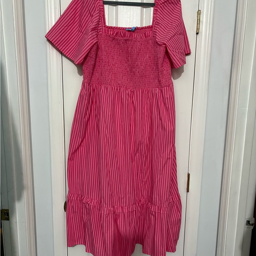 Draper James Pink Striped smocked dress